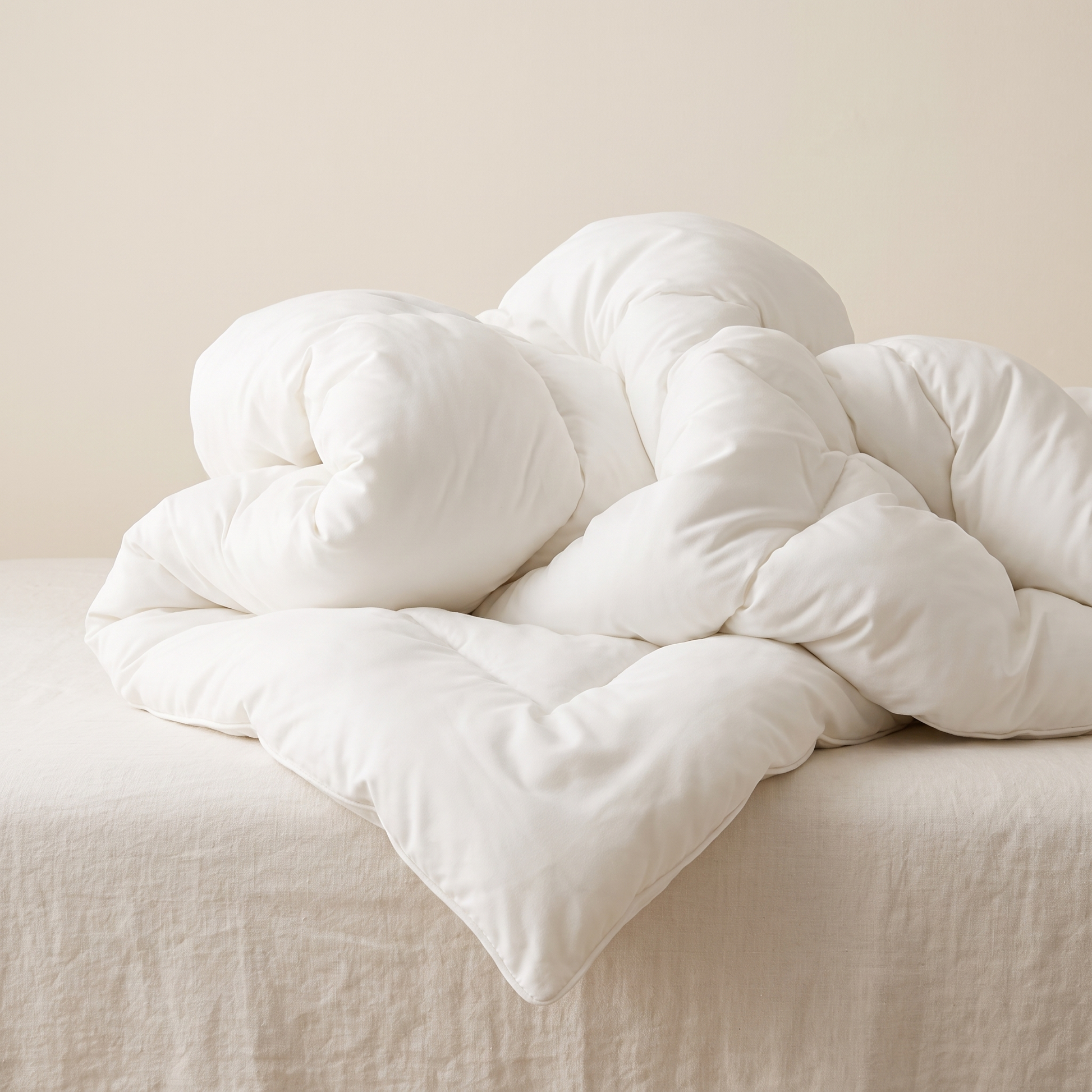 The Meringue Comforter gathered loosely, showing cloud-like loft