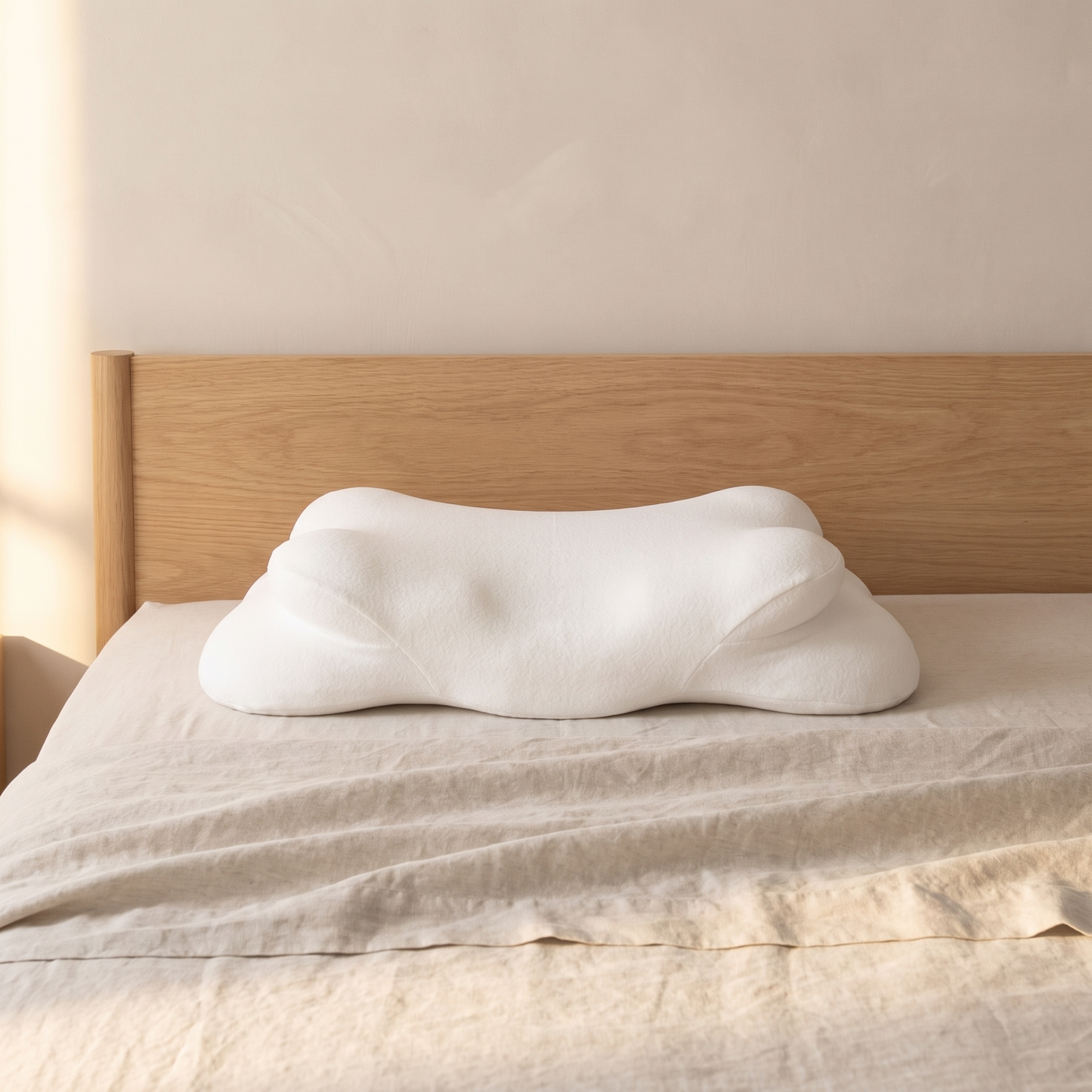 The Nuage Pillow at the head of the bed