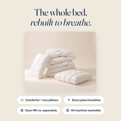 The whole bed, rebuilt to breathe — key benefits