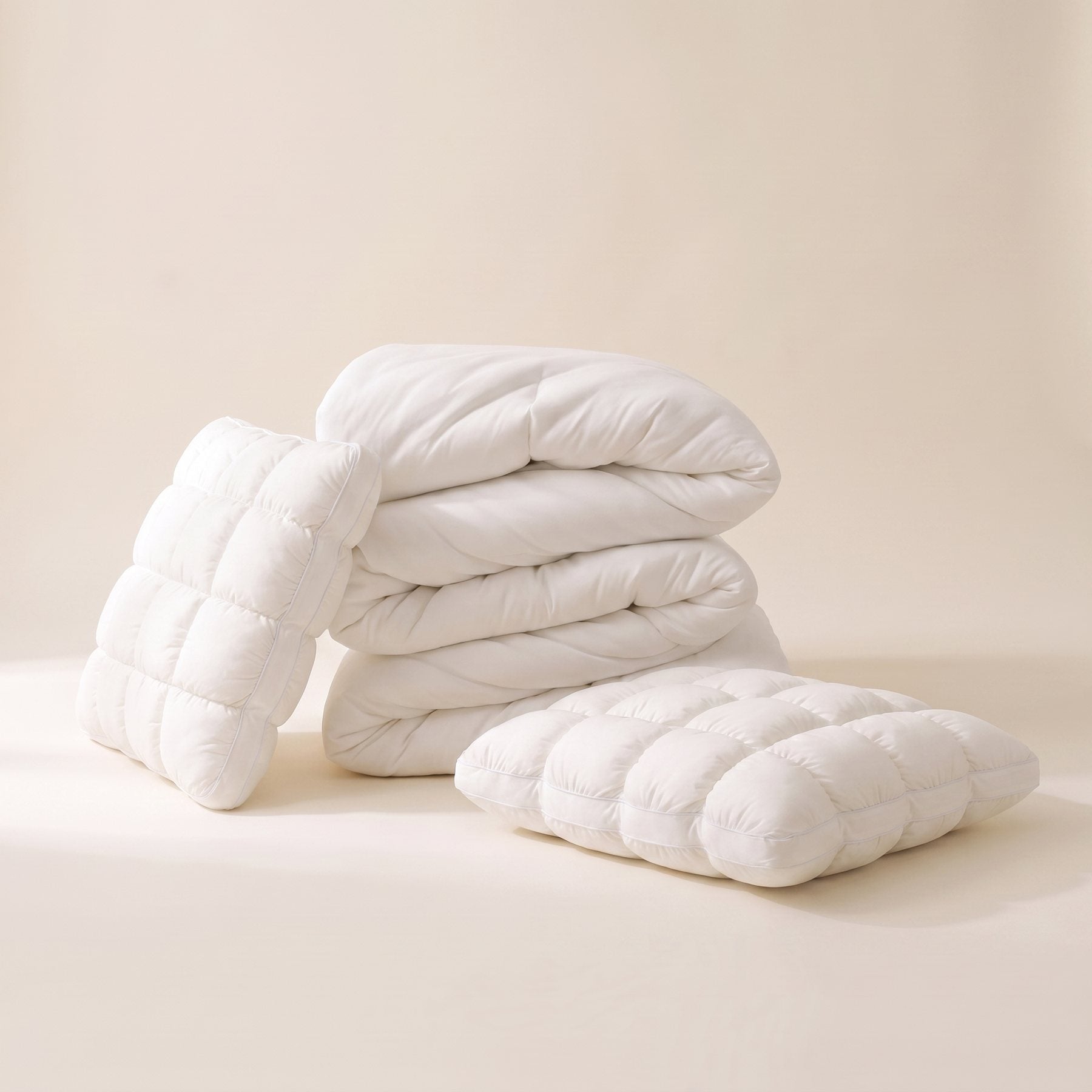 The Deep Sleep Set — Meringue Comforter and two Pouf Pillows