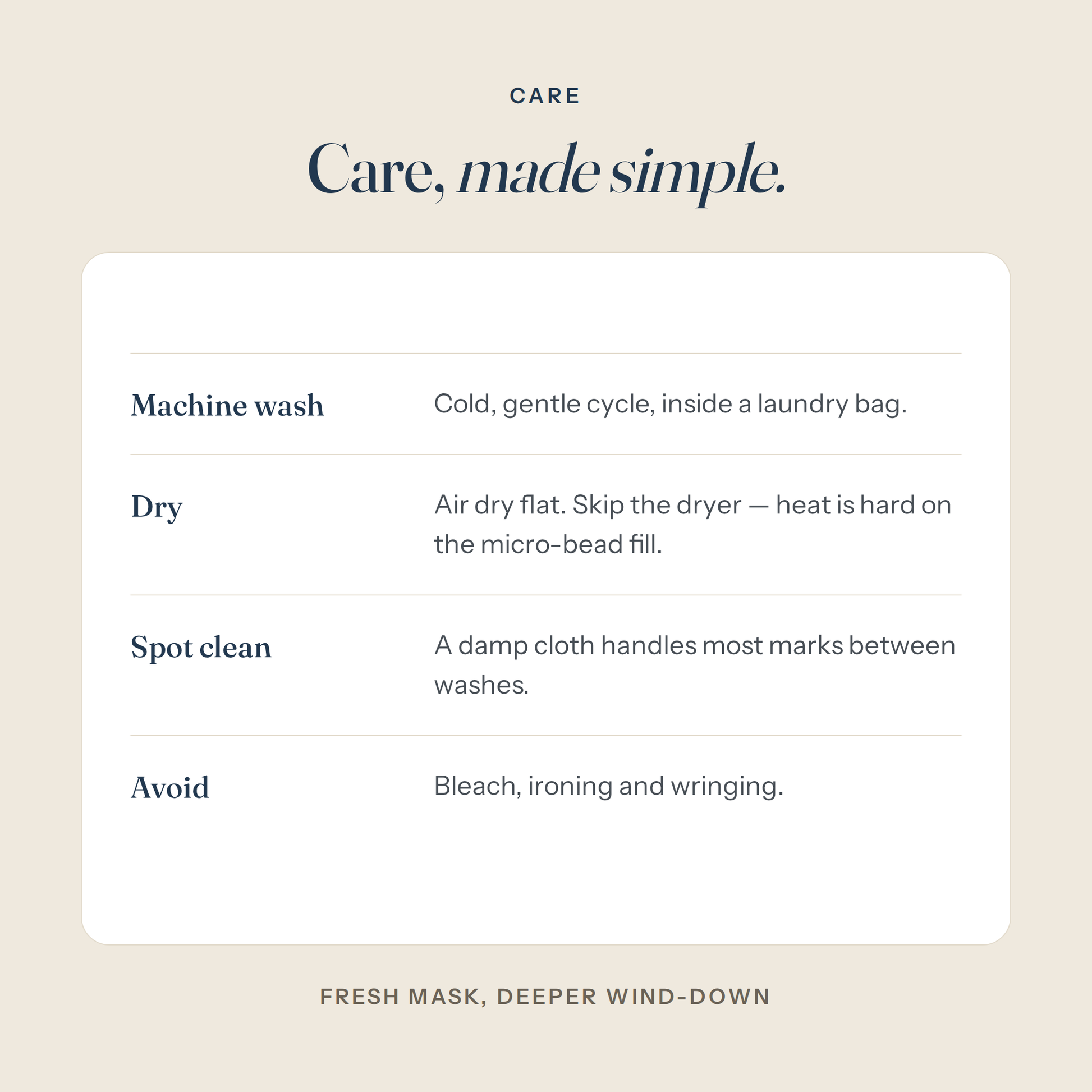 Care instructions